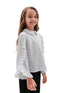 TRACY - Bluza eleganta cu maneci evazate si volane delicate, alb